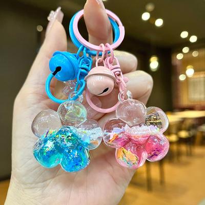 Cute Mini Cherry Blossom Quicksand Keychain Cartoon Oil Drop Pendant Student Children Small Gift