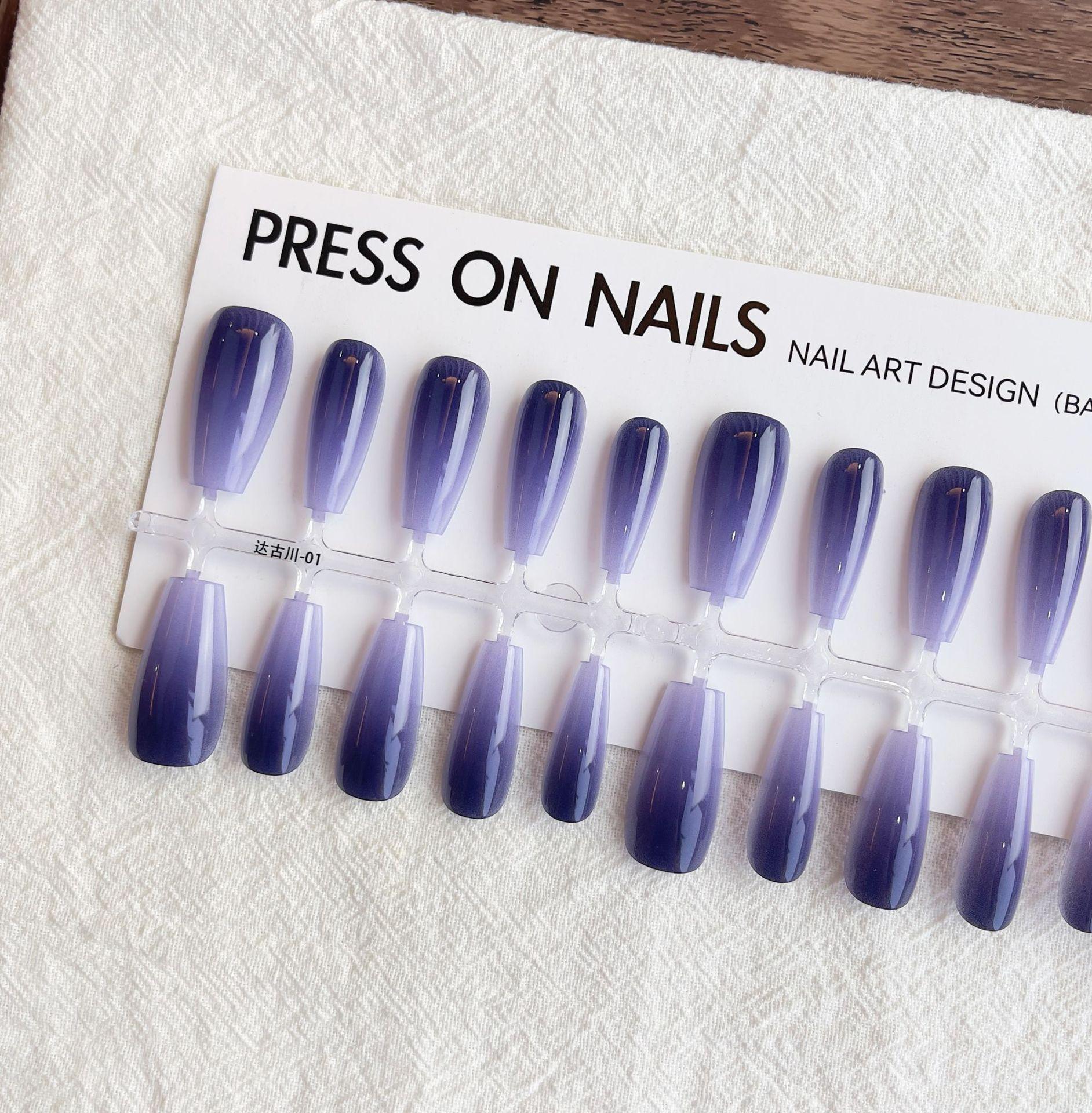 Tang Dynasty Gradient Ink Wash Nail Tips - Detachable Nail Art Stickers, False Nails