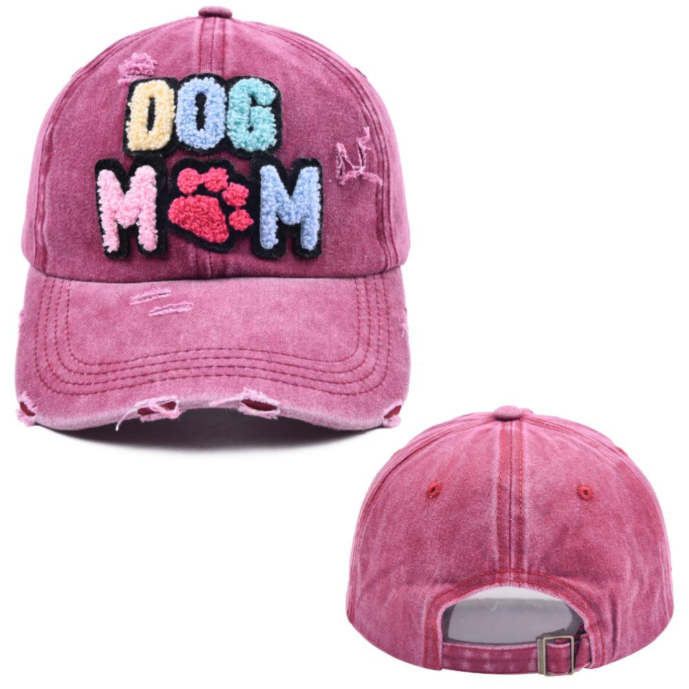 New Dog Mom Embroidered Adjustable Baseball Cap Women Washed Patch Snapback Casual Dad Hat Outdoor Cotton Hip Hop Trucker Caps