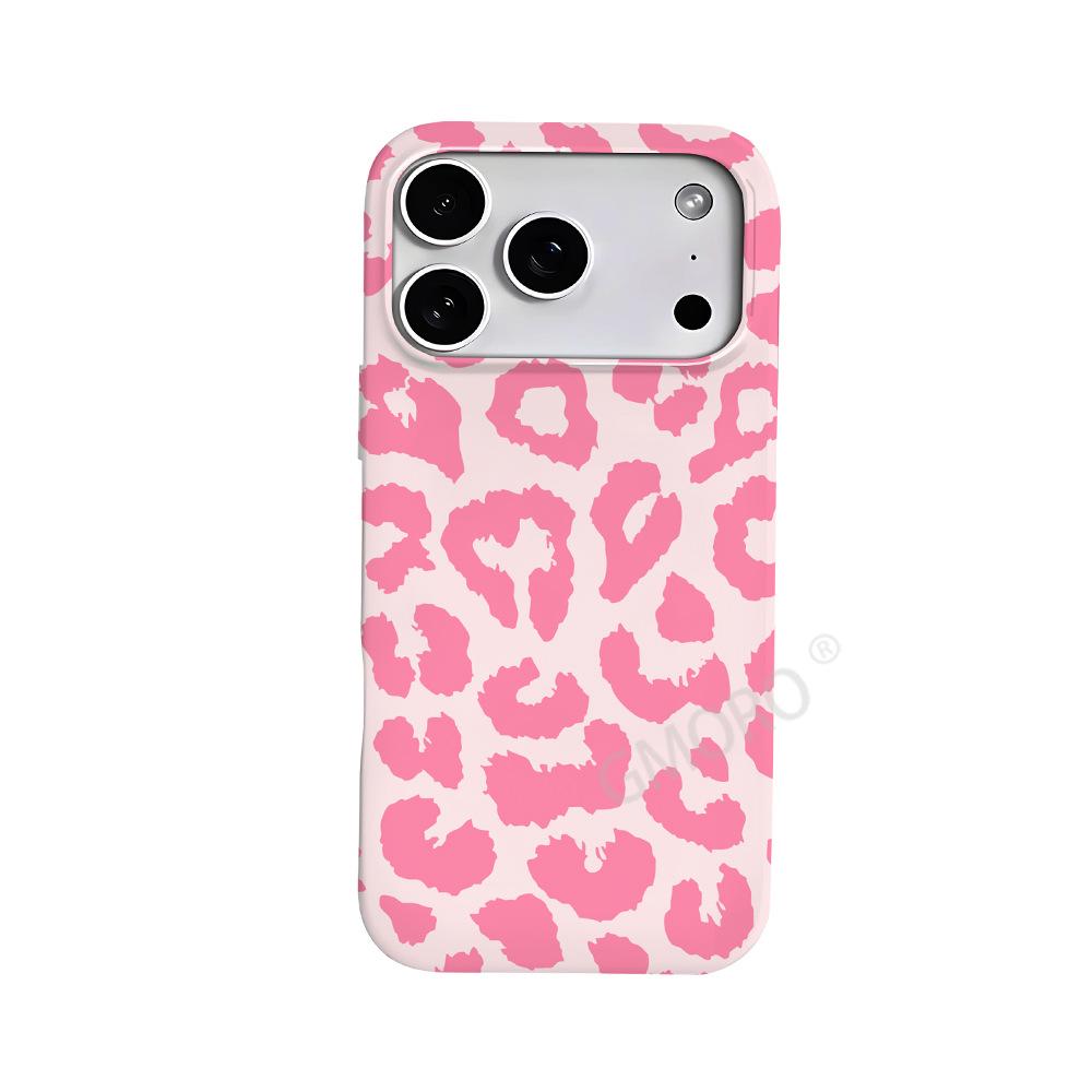 Minimalist style pink leopard print mobile phone case custom Apple 11promax ultra-thin protective case for girls