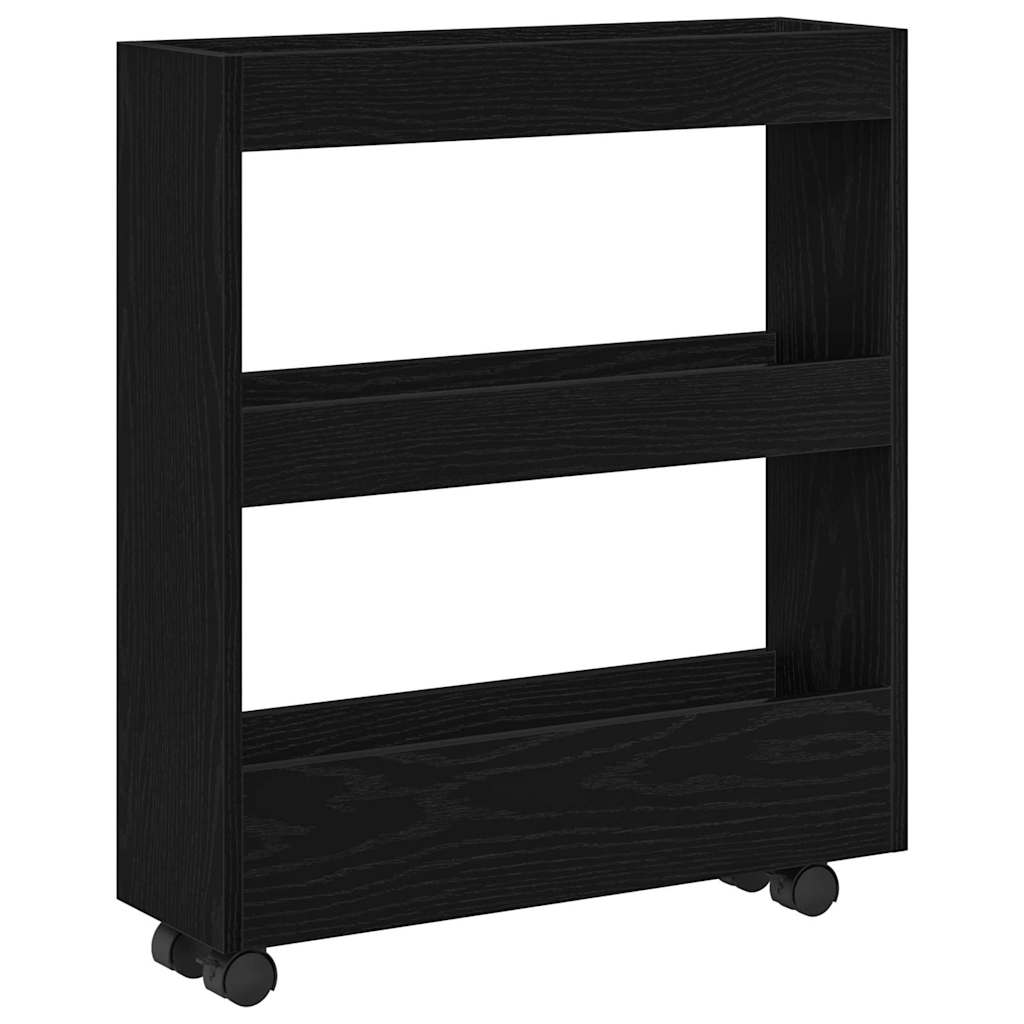 Narrow Storage Trolley Black Oak Effect