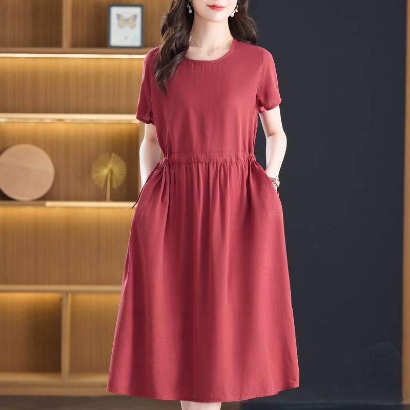 Summer Women's Elegant Dresses Plus Size Short Sleeve Casual Long Dress Vintage Clothes