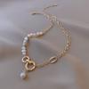 Korean Fashion Round Splicing Freshwater Pearl Clavicle Necklace For Women