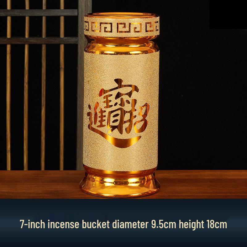 Buddhist Household Ceramic Offering Set: Incense Burner, Water Cup, Fruit Plate, Vase