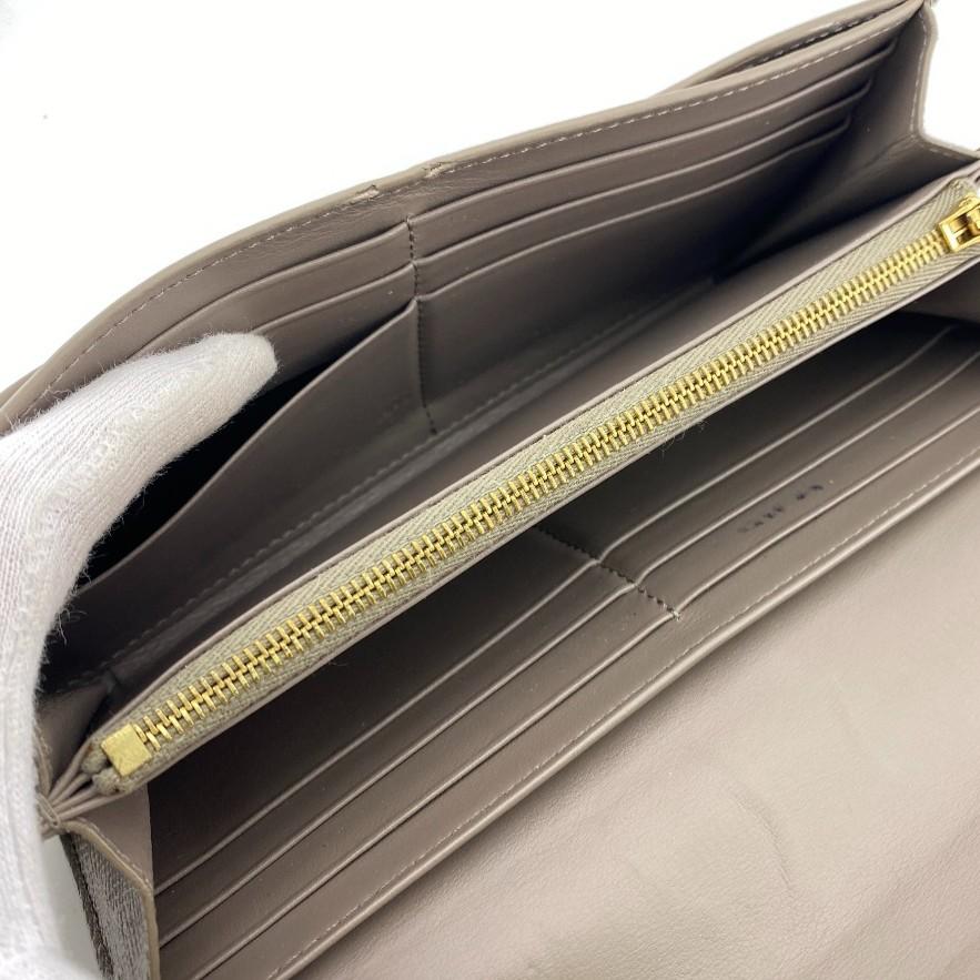 Celine Large Flap Wallet Logo Leather Purse Gurege Leather Women Used