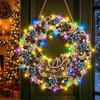 Weihnachts-Hängeornament Bastel-Diamantmalerei Kranz-Set mit LED-Lichterkette, Schneemann-Perlenkunst Funkelnde Strasssteine für Erwachsene, DIY