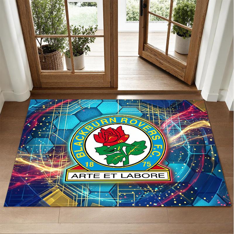 Blackburn Rovers Football Design Crystal Velvet Rug Soft Decorative Mat for Bedroom Entrance