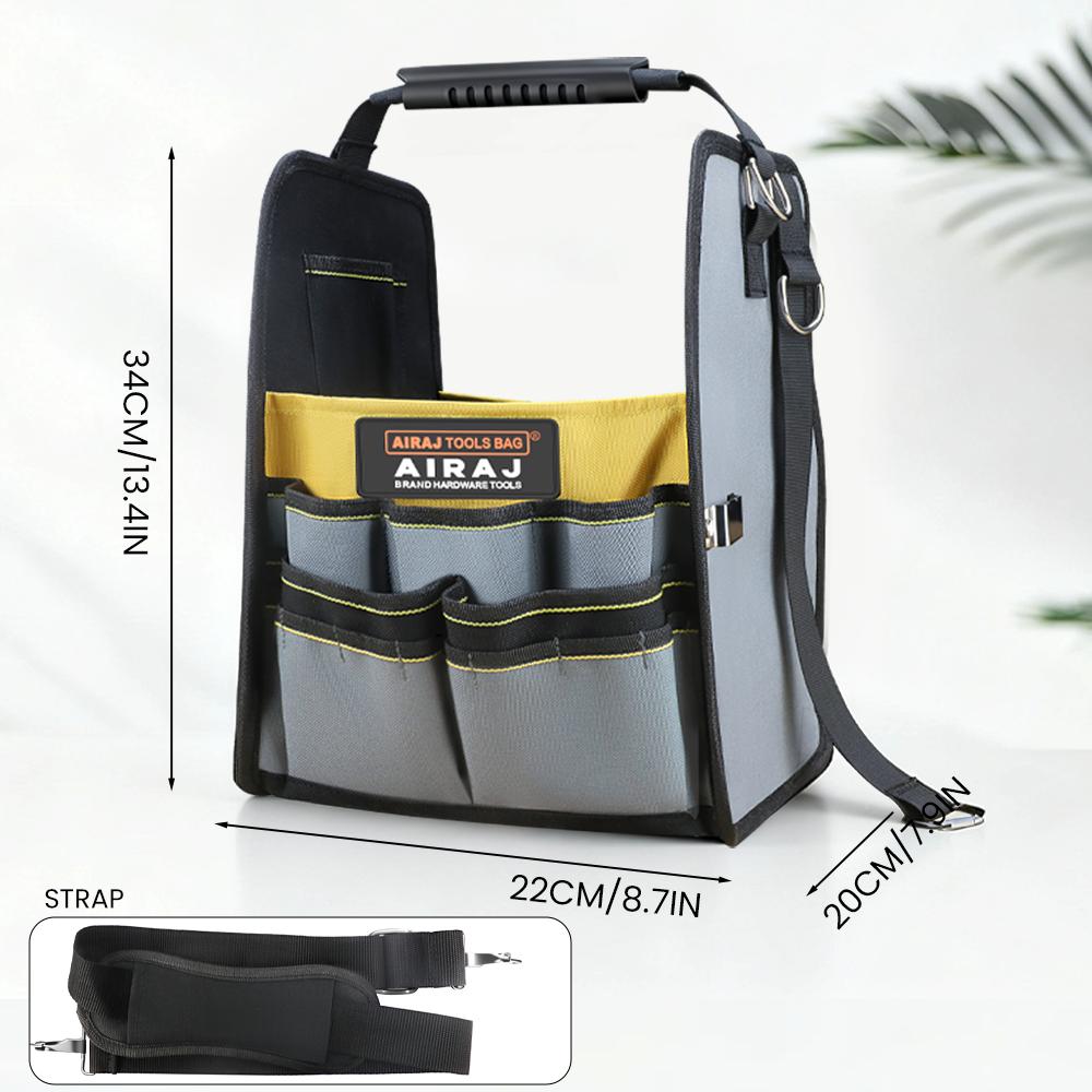 

AIRAJ Shoulder carrying Open ToolBag, Multi-function Tote Large Bag, Toughbuilt Electrician Kit for Storing Power Tool and Tools