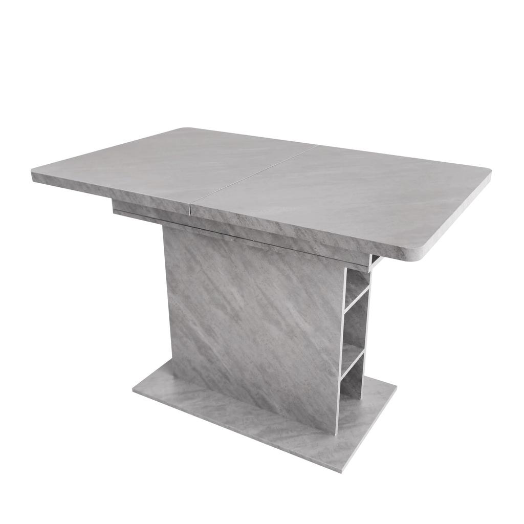 Dining Table Wood, Extendable Dining Room Tables with Storage, Rectangular Kitchen Table, Grey