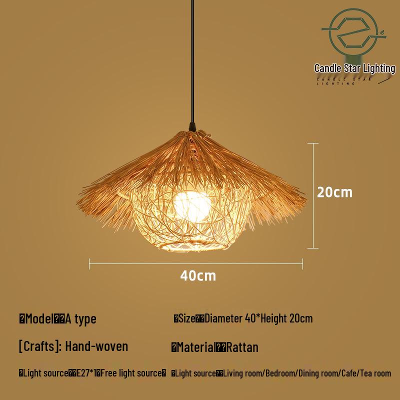 Zen Style Bamboo Rattan Pendant Light for Tea Rooms and Restaurants