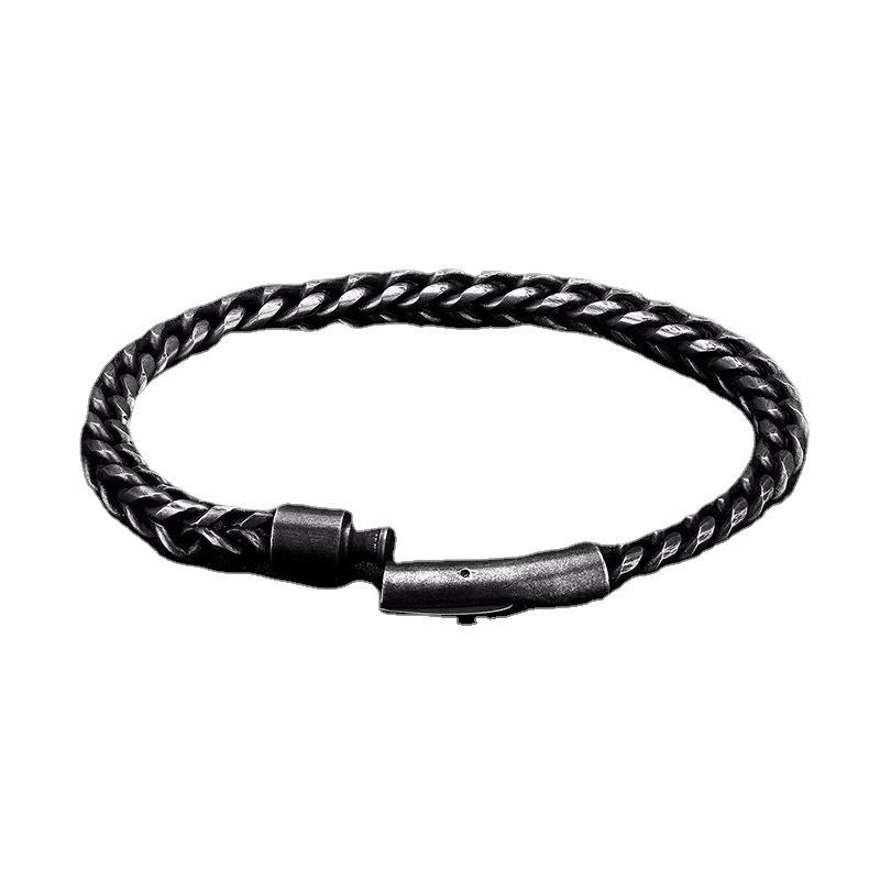 

Мужской браслет-цепочка в стиле ретро из нержавеющей стали, браслет ручной работы в стиле панк-рок, титановый положительный и отрицательный круглый шлифовальный браслет 5mm*19cm