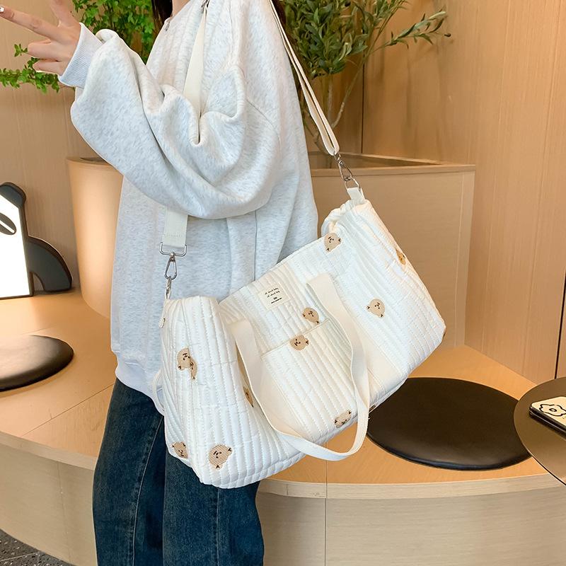 1pc Embroidered Mommy Bag Large-capacity Baby Diapers Storage Bag Portable Travel Luggage Bag with Handle Crossbody Bag Handbag