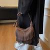 Fashion bag new early autumn women's bag retro messenger bag texture matte pu fringed armpit bag