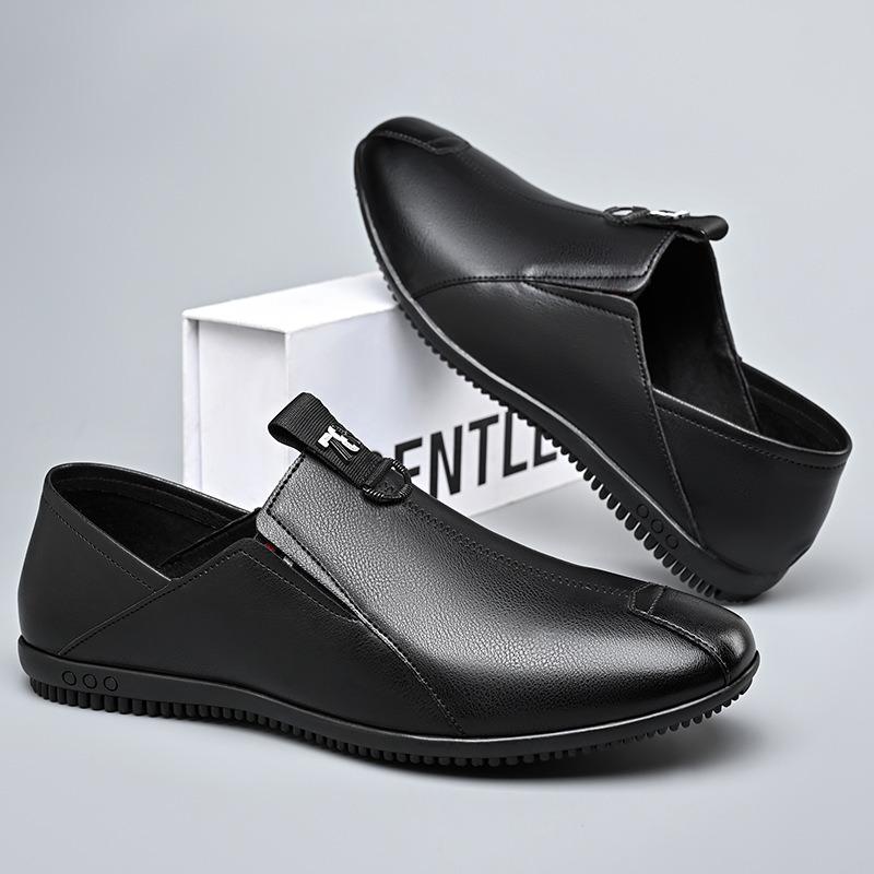 Fashion Designer New Slip-on Solid Color Men's Loafers Spring Autumn Flat Soft Leather Male Dress Shoes Casual Man Leather Shoes