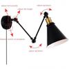 E27 60W 110-220V Loft Industrial Wall Lamps Retro Bed Bedside Light Black Adjustable Vintage LED Wall Light