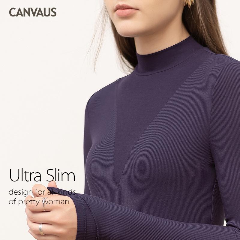 Early Autumn New Style Stitching Half-High Collar Solid Color Long-Sleeved Bottoming Shirt For Women