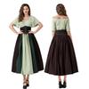 Halloween contrasting splicing retro dress renaissance dress one-word shoulder adult women's medieval dress