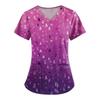 Women's Fashion V-Neck Short Sleeve Overalls With Pockets Printed Tops  Clothes