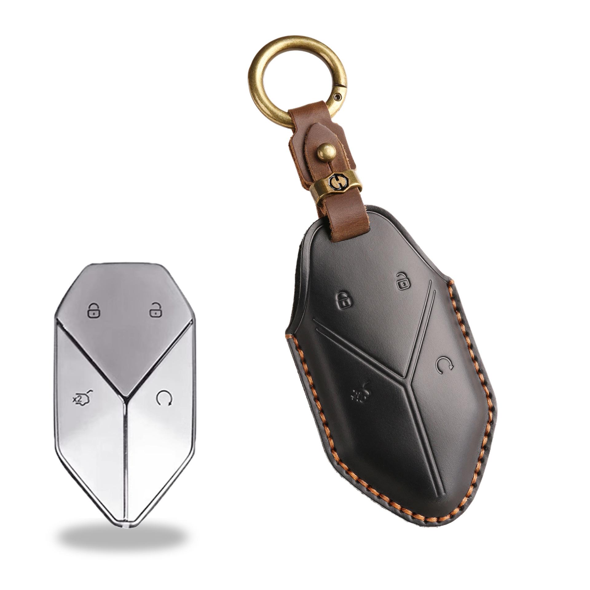 

Новый ретро чехол для ключей, подходит для equation leopard 5 special всесторонний защитный чехол для ключей, кожаный чехол для ключей с цепочкой ручной работы. чёрный