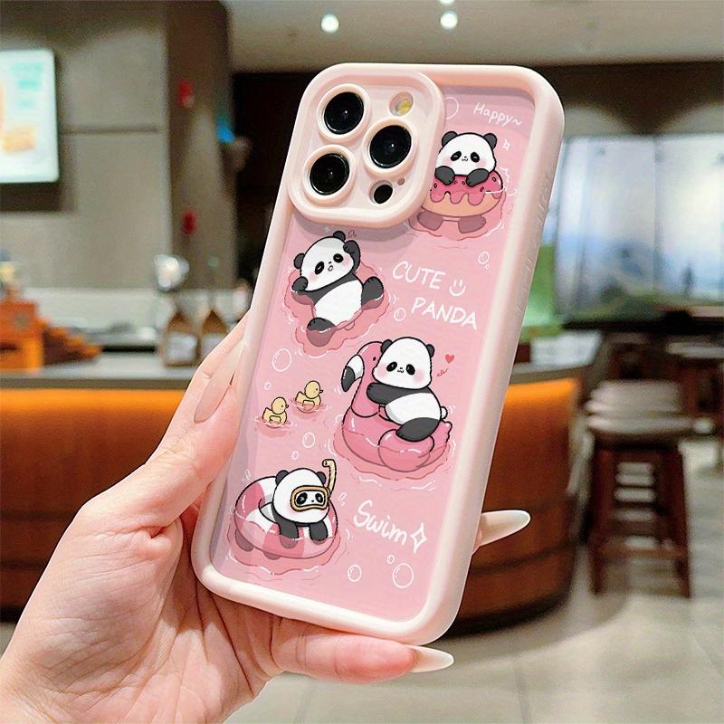 Rosa süßes Panda-Print-Handyhülle geeignet für iPhone 17 16 15 14 13 12 11 Pro/ Max /Plus sturzsicher und stoßfest