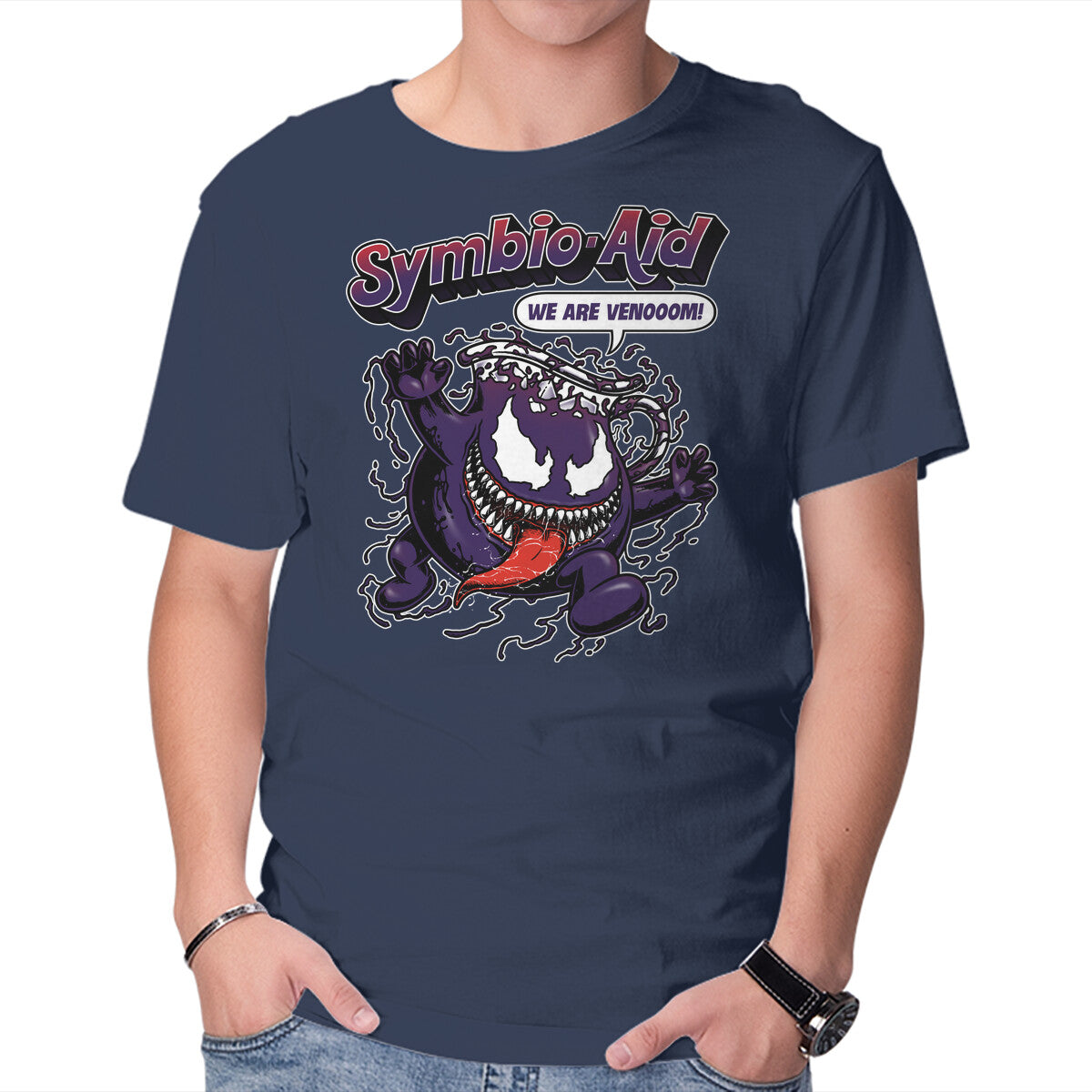 Unisex Crew Neck T-Shirt Symbio-Aid Graphic Short Sleeve Casual Tee L