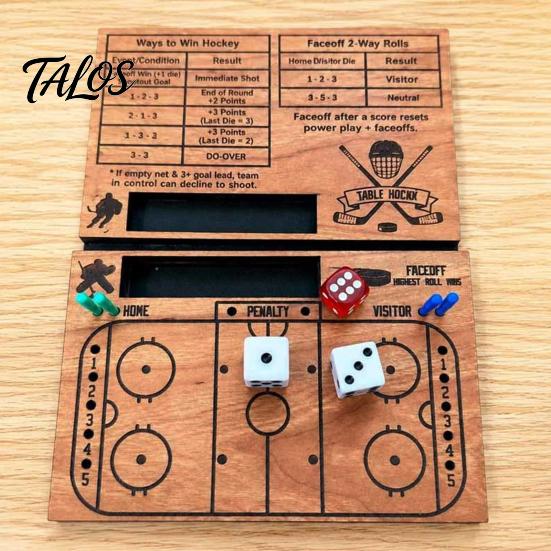 Wooden Hockey Dice Game, Family Night Party Hockey Tabletop Game with Dice & Pegs, Competitive Hockey Board Game for Kids, Teen, Adults