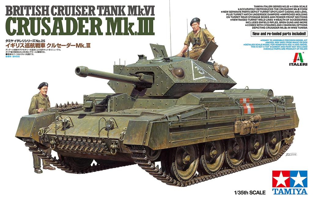 Tamiya Italeri Series 25 British Crusader Cruiser Tank Plastic Model 37025 No. 1/35 Mk.3