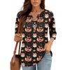 3/4 Ärmel Damen Tops Halloween Print Vintage Mode Lässig Locker Mit V-Ausschnitt Übergröße Shirts