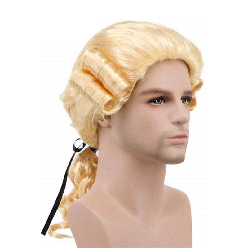 Právník Soudce Barokní Cosplay Paruka Kudrnatá Šedá Bílá Černá Deluxe Historická Dlouhá Žáruvzdorná Syntetická Vlasová Paruka + Paruková Čepice