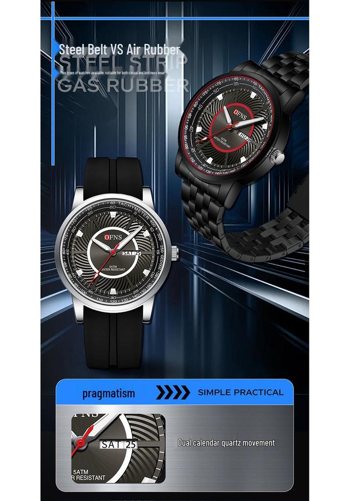 Oufanni Men's Waterproof Quartz Watch - Trendy, Fashionable Business Wristwatch