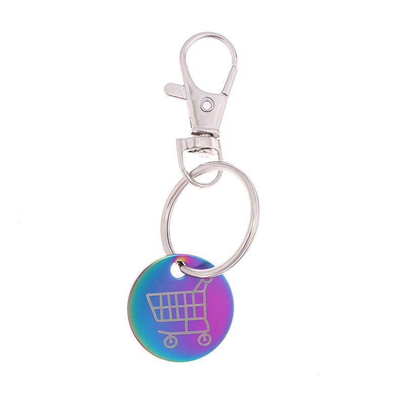 Shopping Trolley Tokens Key Ring With Carabiner Hook Mini Metal Supermarket Cart Remover Coin Label Keychain For Unisex