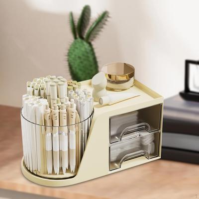 360° Rotating Makeup Brush Holder, Cosmetic Storage Organizer, Desk Box for Dressing