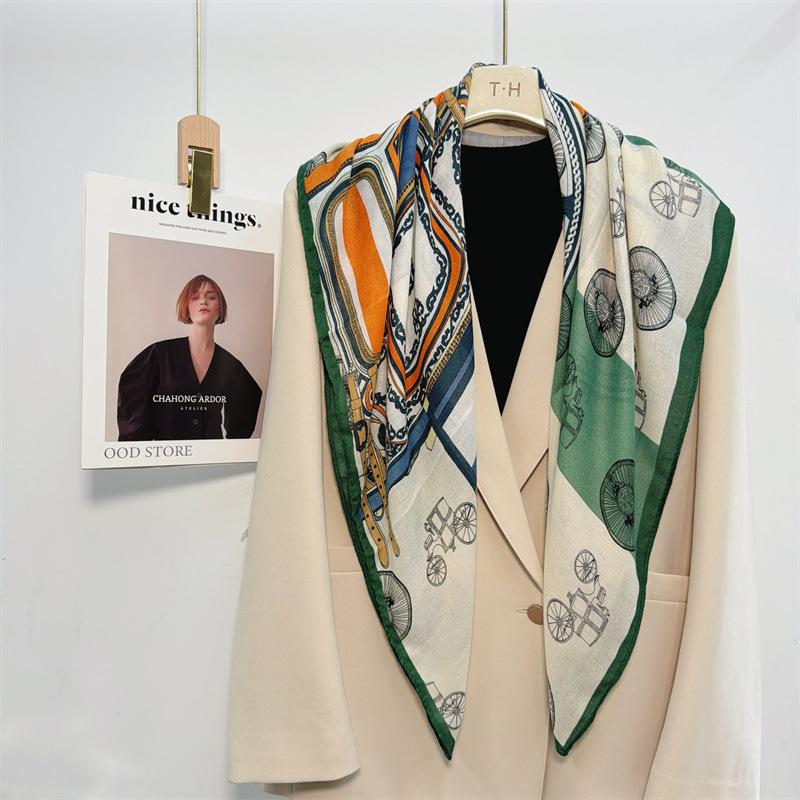 Vintage Versatile Women S 90cm Large Square Scarf Sun Protection Shawl