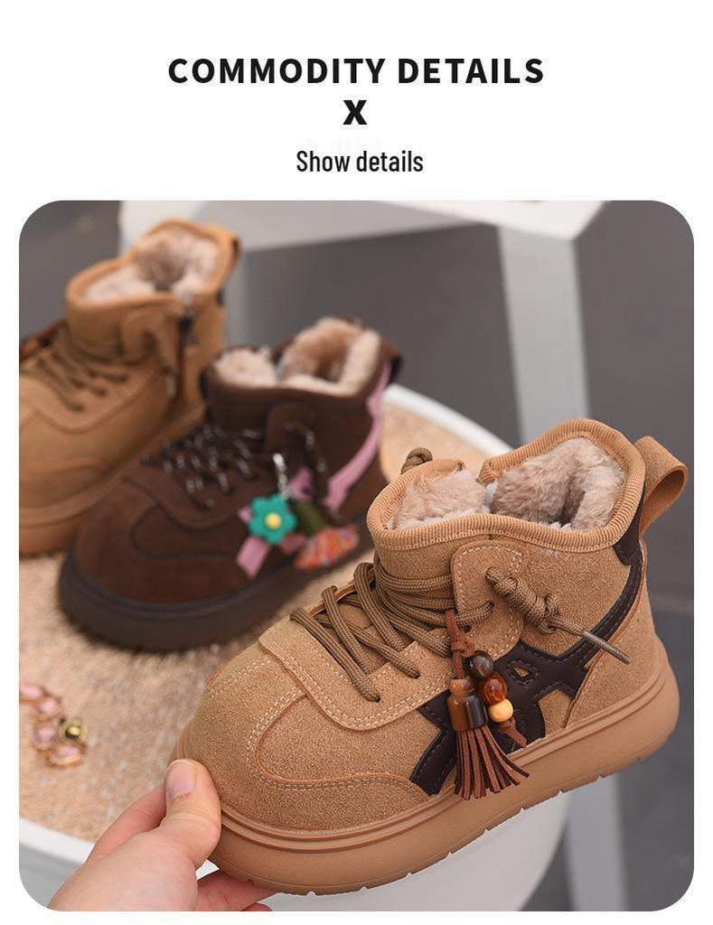 Girls' Fleece-Lined Snow Boots - Warm, Non-Slip, Winter 2025.