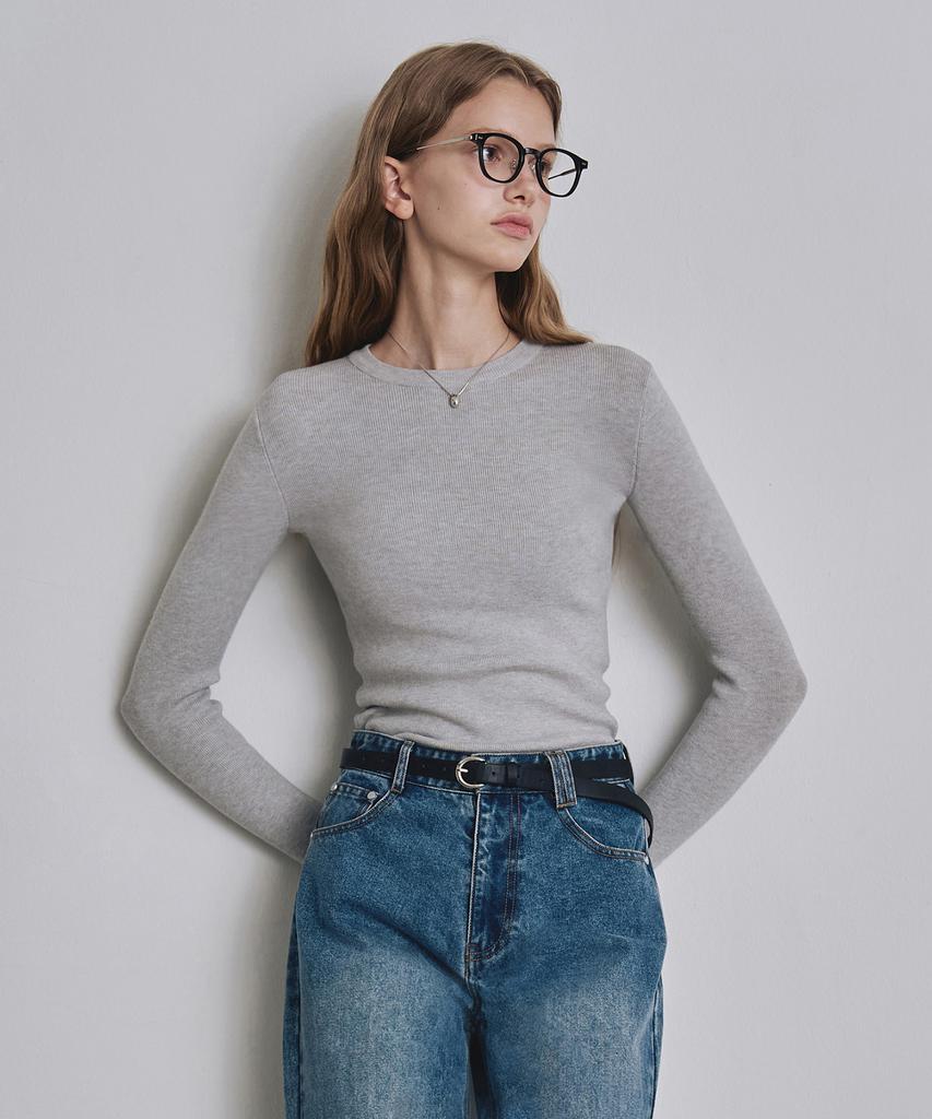 Keoseuteomeokeullagumeon Slim Round Ribbed Knit 6 Color Cowkt003