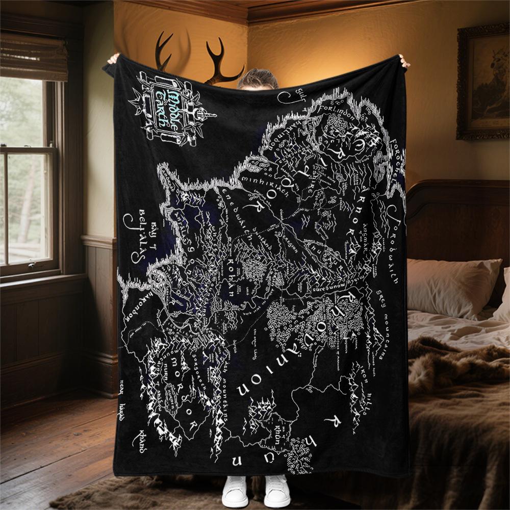 1pc Middle Earth - Throw Blanket, Soft, Flannel Blankets, Living Room, All Seasons Use-1021089