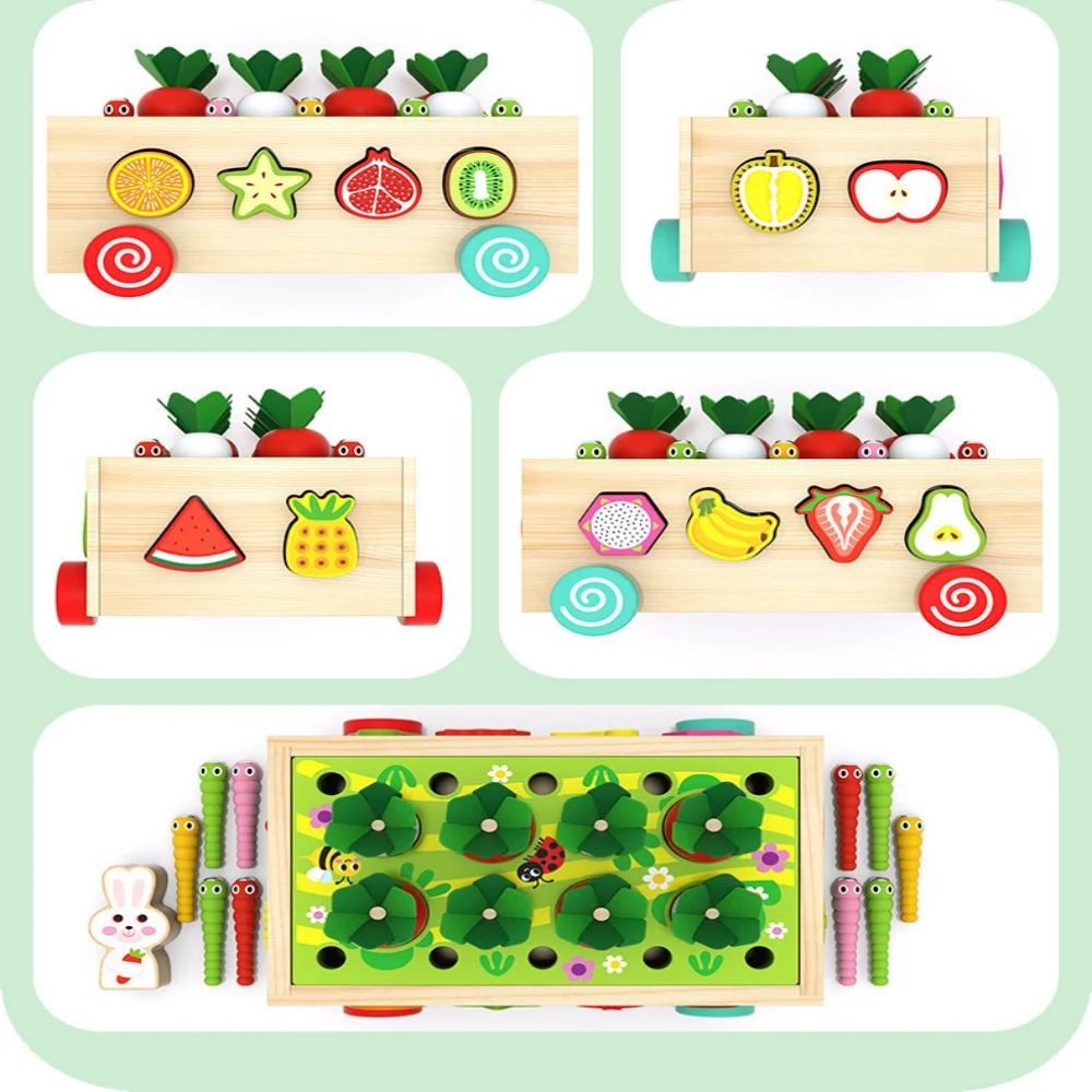 Multifunctional Toy From 1 2 3 Years Carrot Plug-In Game Gift Wooden Toy Sorting Game Wooden Puzzle Carrot Harvest Easy To Use