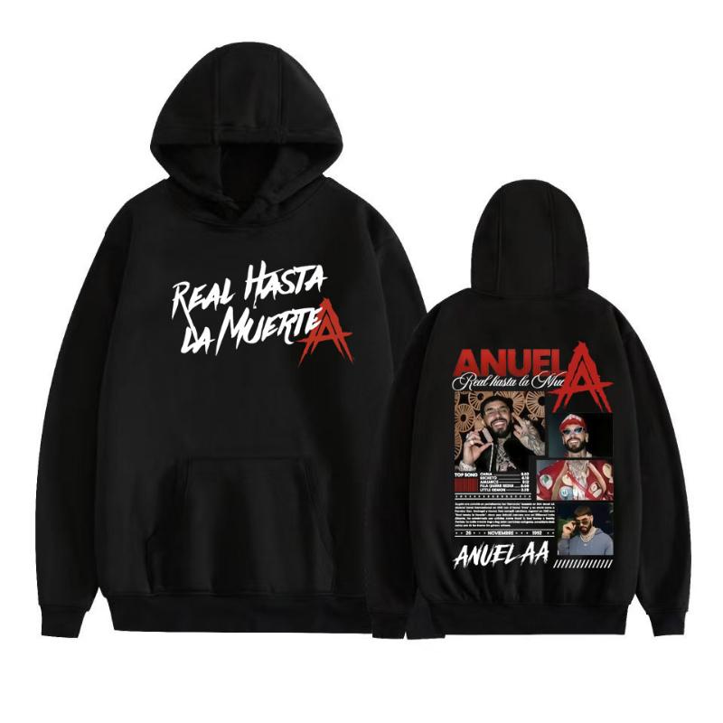 Rapper Anuel AA Real Hasta La Muerte 2026 Grafik Hoodie Herren Damen Mode Hip Hop Harajuku Pullover Langarm Sweatshirt Oberteile