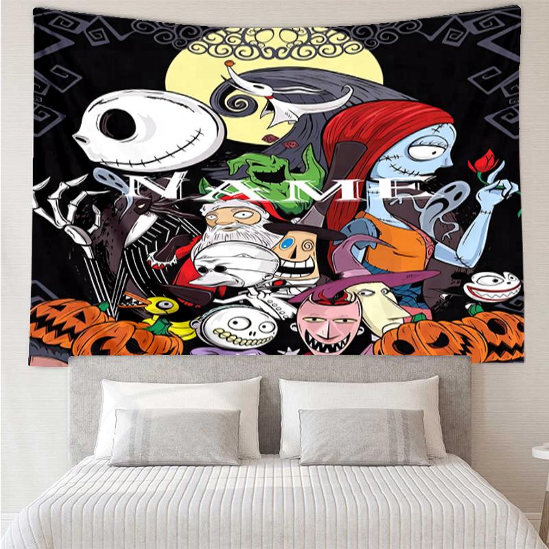 Custom Name The Nightmare Before Christmas Print Tapestry, Backdrop, Easy Setup, Ideal for Bedroom, Office & Living Room, with Aesthetic Wall Hanging 