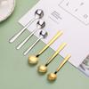 Ice Cream Fruit Spoon Teaspoons Gold Silver Tea Coffee Mixing Spoon Round Stainless Steel Dessert Drink Tableware Kitchen