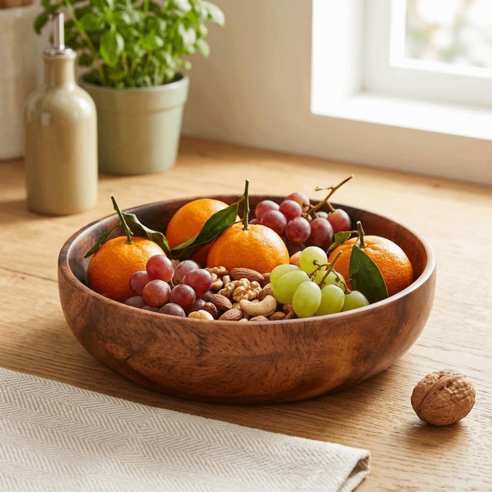 

Flat Bottom Japanese Style Bowl Wooden Rice Noodle Bowl Creative Tableware Salad Prep 12*3.7cm