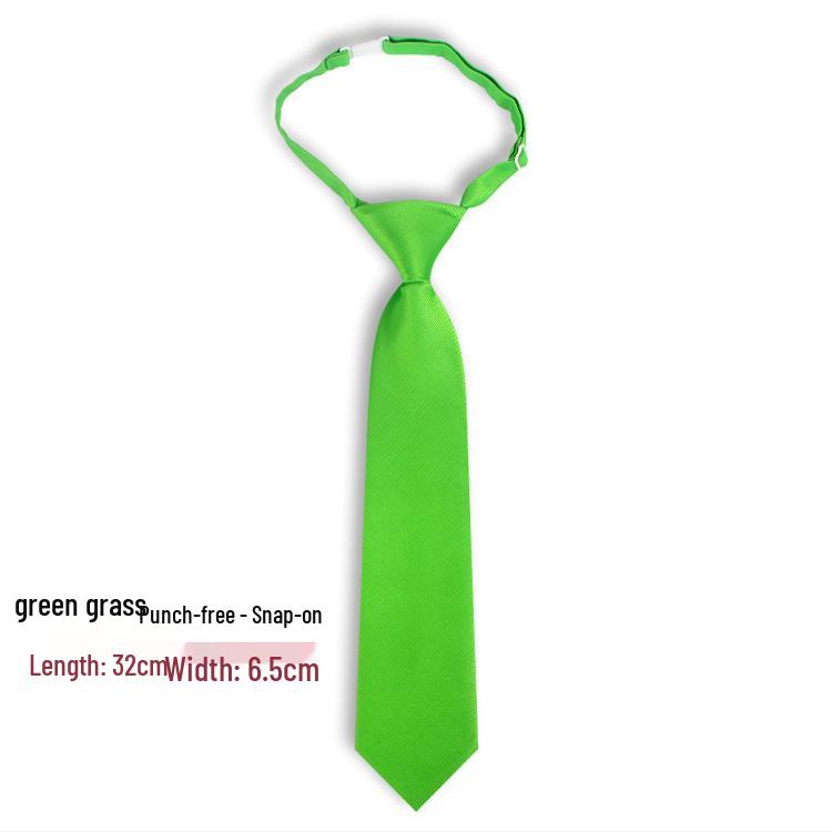 Korean Style No-Tie Lazy Insert Buckle Short Solid Color Tie for Girls - Black, Wine Red, Dark Green