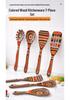 Colored Wooden Kitchen Set: Non-stick Ladle, Strainer, and Spatula.