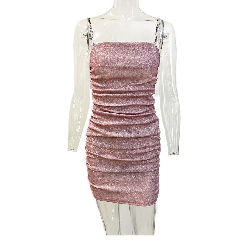 Women's Rhinestone Spaghetti Strap Bodycon Nightclub Dress
