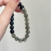 Handmade Natural Rose Quartz Bracelet with Black Obsidian and Strawberry Quartz - Unique Gift