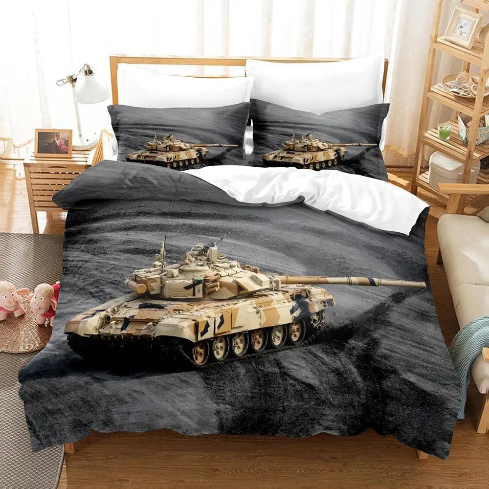 Tank Duvet Cover Set King Size War Theme Bedding Set Dirt Bike Quilt Cover For Kid Boys Men Comfortable Microfiber Quilt Cover