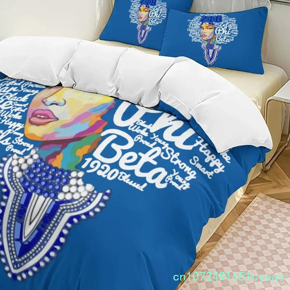 Zeta Phi Beta ZPB Společenství Ložní Souprava Kluci Dívky Jednolůžko Královská Velikost Povlak na Peřinu Povlak na Polštář Postel Děti Dospělí Domácí Textil