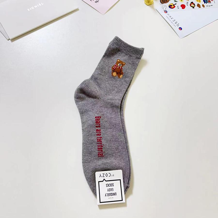 1 Pair Good Quality Cartoon Gentleman Bear Men's Socks Cotton Harajuku Skateboard Socks Novelty Breathable Sox Factory Direct