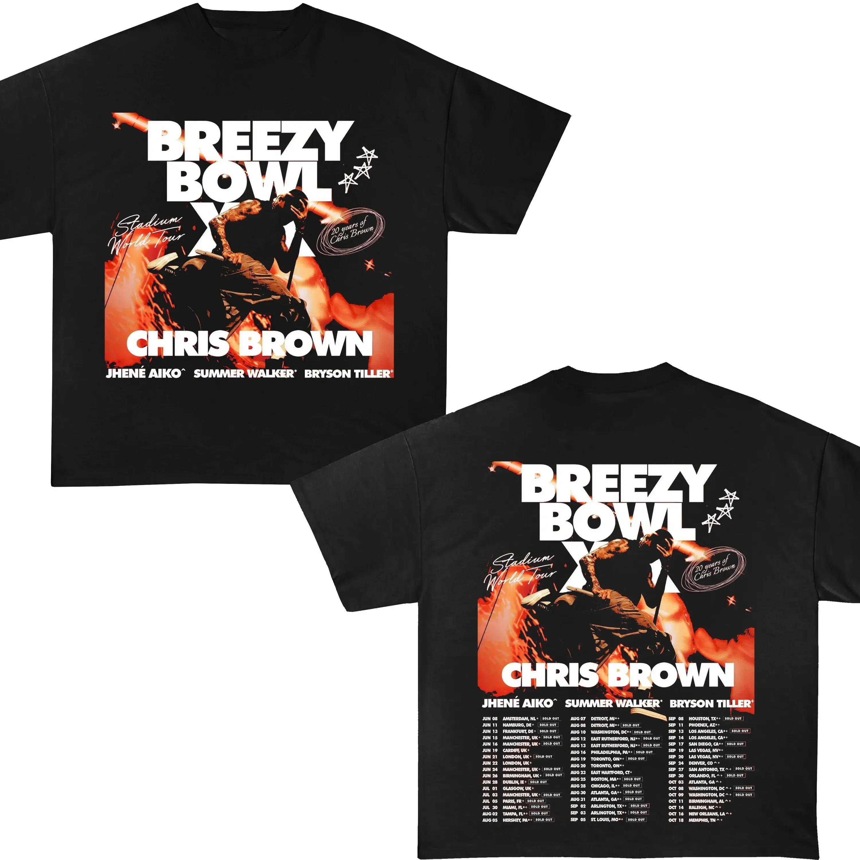 

Крис Браун Breezy Bowl XX Концертный Тур Хлопковые Футболки Винтажная Хип-Хоп Готическая Футболка Мужская Оверсайз Хлопковая Футболка Стритвир S