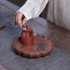 Butterfly Fragrance Zisha Tea Tray: Handmade Relief Carved Dry Brewing Kettle Holder in Retro Style